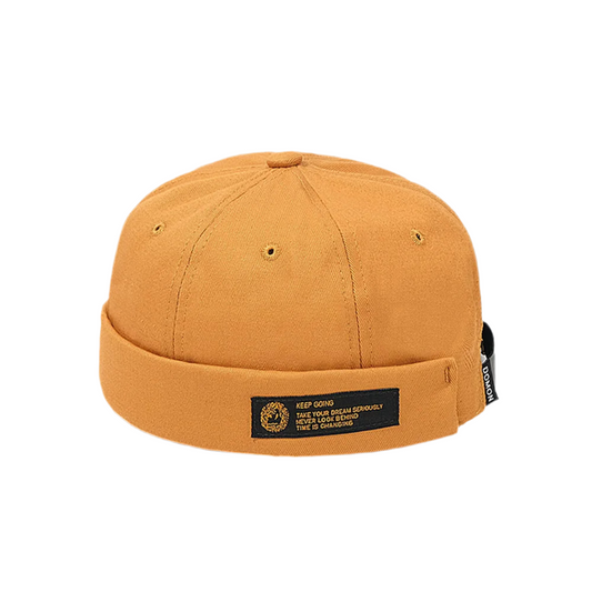 Retro Letter Label Brimless Cap