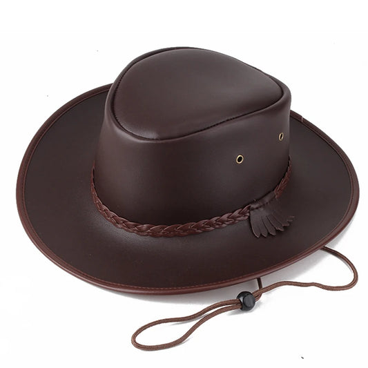 Faux Leather Western Cowboy Hat
