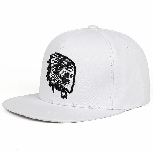Tribal Skull Embroidered SnapBack Hat