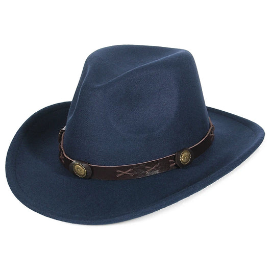 Faux Leather Banded Cowboy Hat