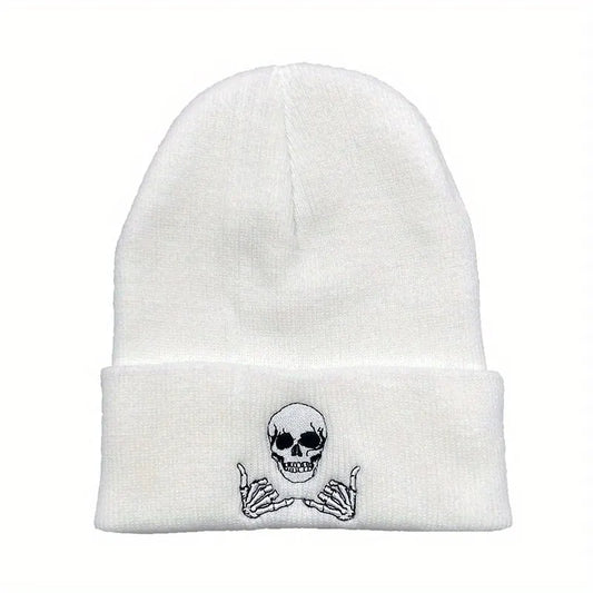 Saluting Skull Embroidered Beanie