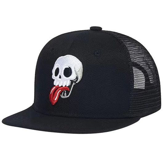 Skull Tongue Embroidered SnapBack Hat