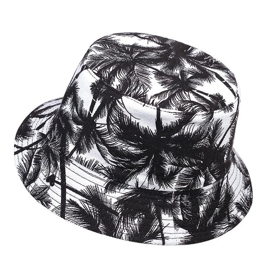 Reversible Coconut Tree Print Bucket Hat