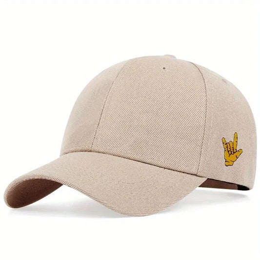 Side Finger Embroidered Baseball Cap