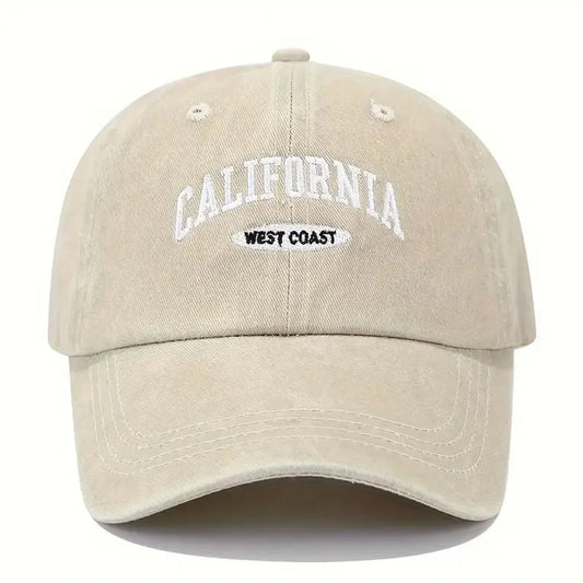 Washed Denim Embroidered California (West Coast) Adjustable Baseball Cap