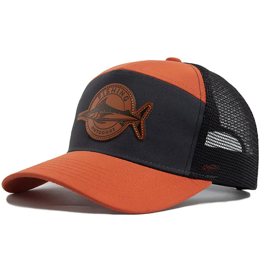 Shark Leather-like 7 Panel Style Trucker Hat