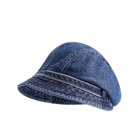 Denim Duck Tongue Flat Cap