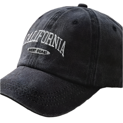 Washed Denim Embroidered California (West Coast) Adjustable Baseball Cap