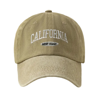 Washed Denim Embroidered California (West Coast) Adjustable Baseball Cap