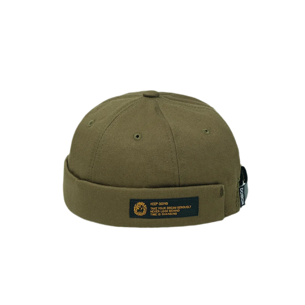 Retro Letter Label Brimless Cap
