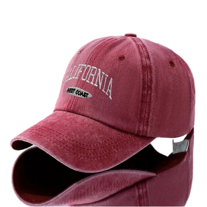 Washed Denim Embroidered California (West Coast) Adjustable Baseball Cap