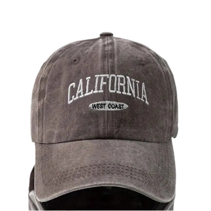 Washed Denim Embroidered California (West Coast) Adjustable Baseball Cap