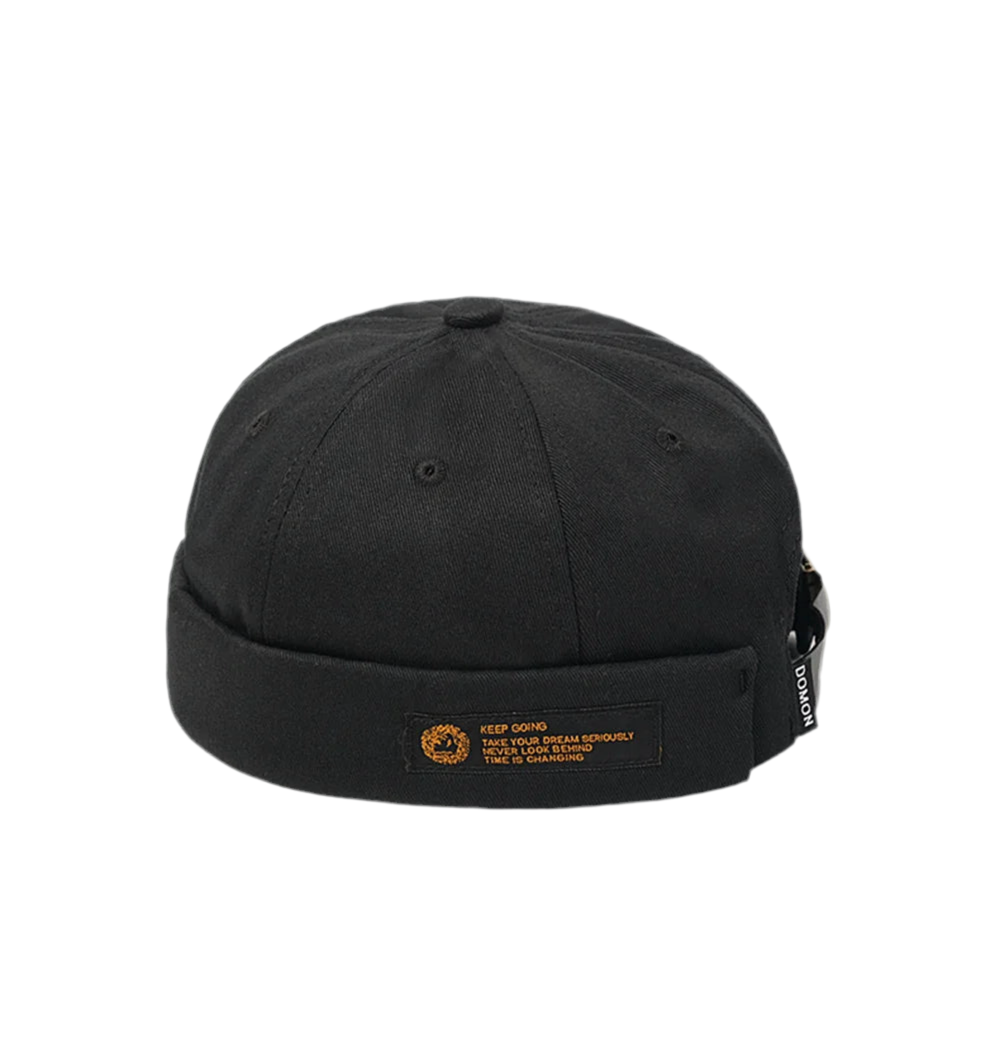 Retro Letter Label Brimless Cap