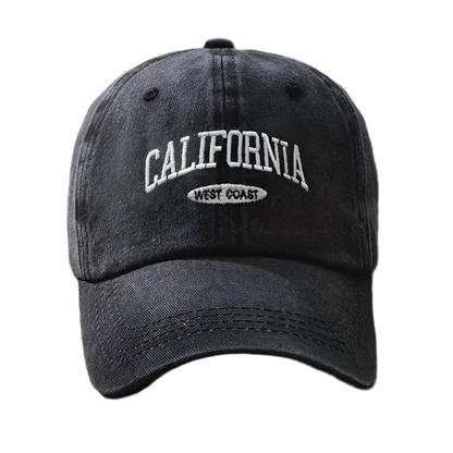 Washed Denim Embroidered California (West Coast) Adjustable Baseball Cap