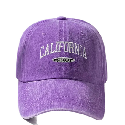 Washed Denim Embroidered California (West Coast) Adjustable Baseball Cap