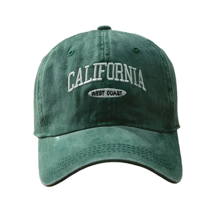 Washed Denim Embroidered California (West Coast) Adjustable Baseball Cap