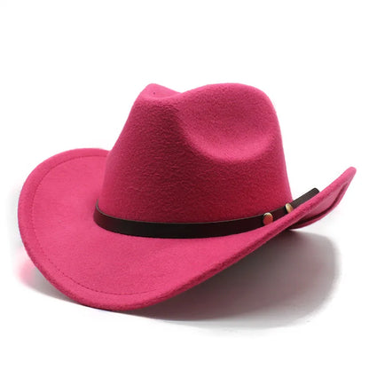 Western Felt Cowboy Hat With Punk Belt