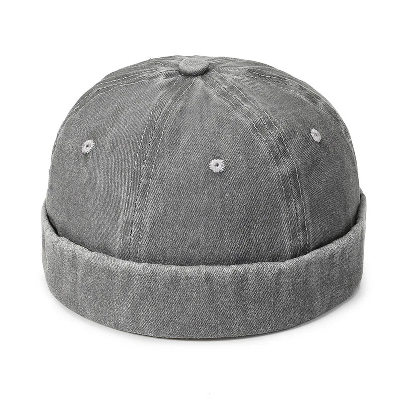 Washed Denim Docker Brimless Cap