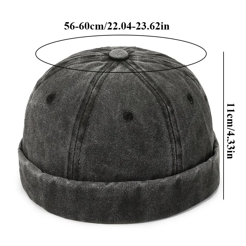 Washed Denim Docker Brimless Cap