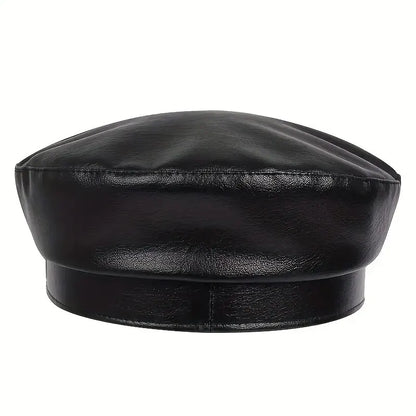 Large Belt Buckle Leather Inspired Flat Cap
