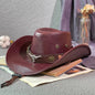 Longhorn Faux Leather Western Cowboy Hat
