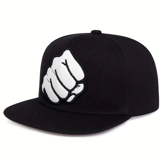 Leather Label Fist Embroidered SnapBack Hat
