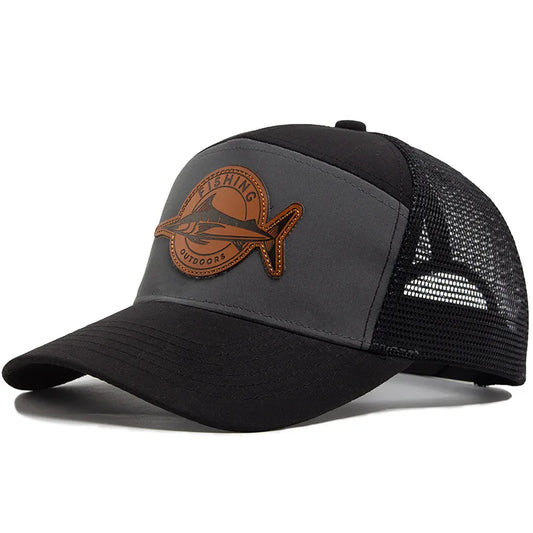 Shark Leather-like 7 Panel Style Trucker Hat
