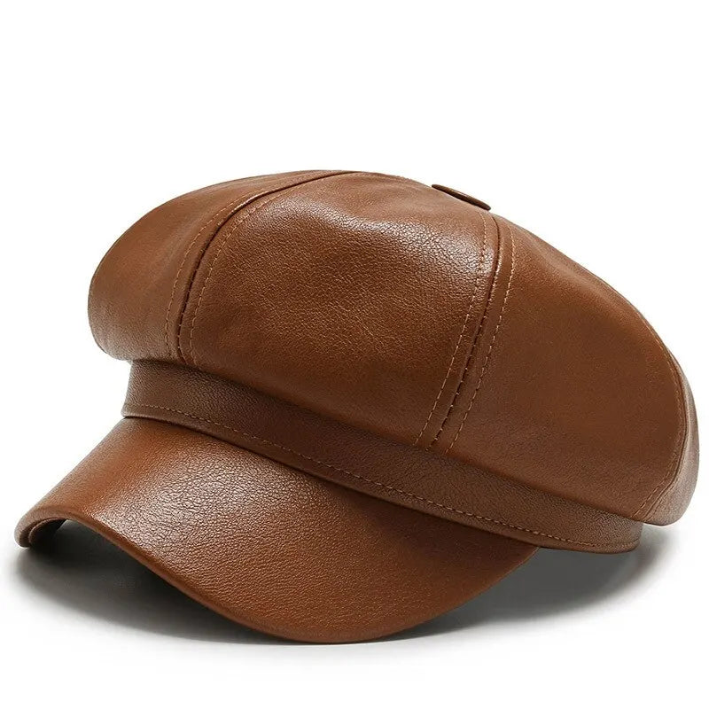 Faux Leather Octagonal Hat