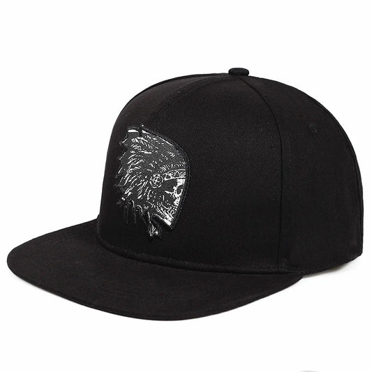 Tribal Skull Embroidered SnapBack Hat