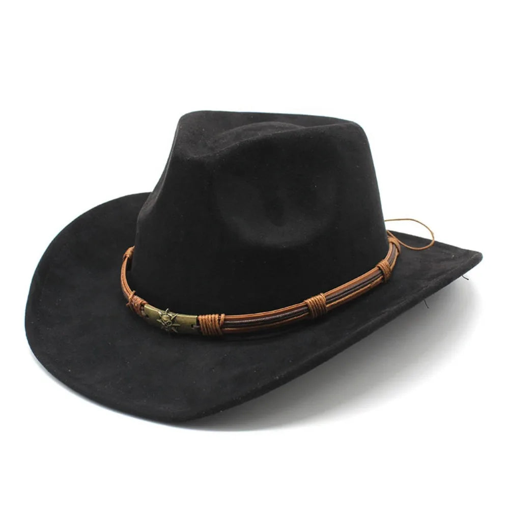 Suede Faux Leader Band Cowboy Hat
