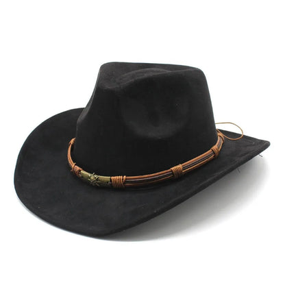 Suede Faux Leader Band Cowboy Hat