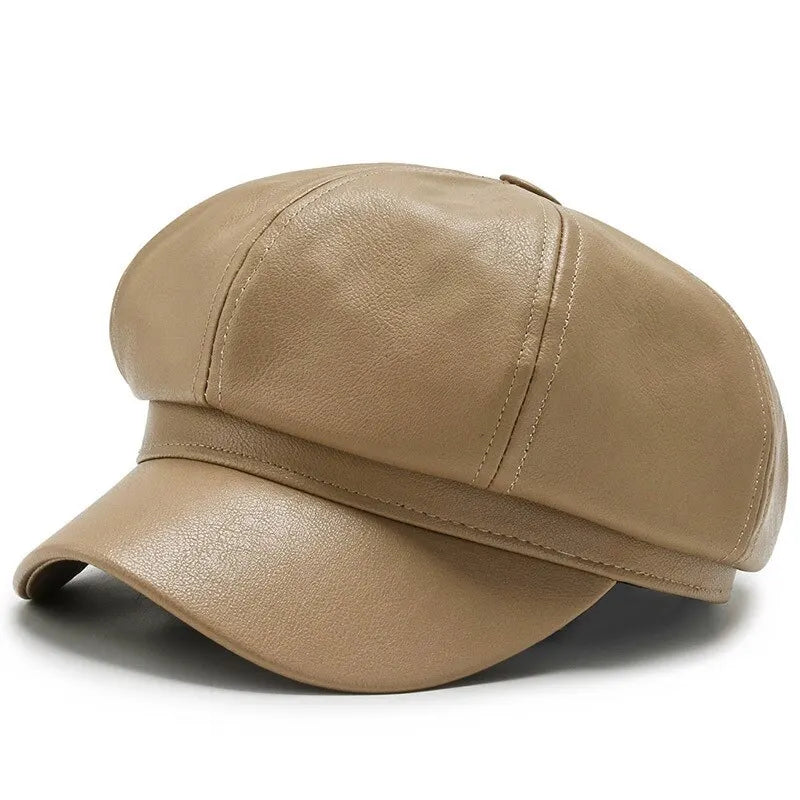 Faux Leather Octagonal Hat