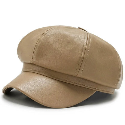 Faux Leather Octagonal Hat