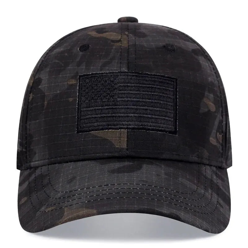 American Flag Plaid Embroidered Baseball Cap