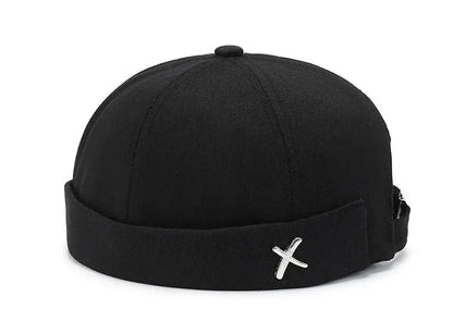 X Emblem Adjustable Brimless Skullcap