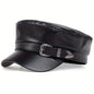 Large Belt Buckle Leather Inspired Flat Cap