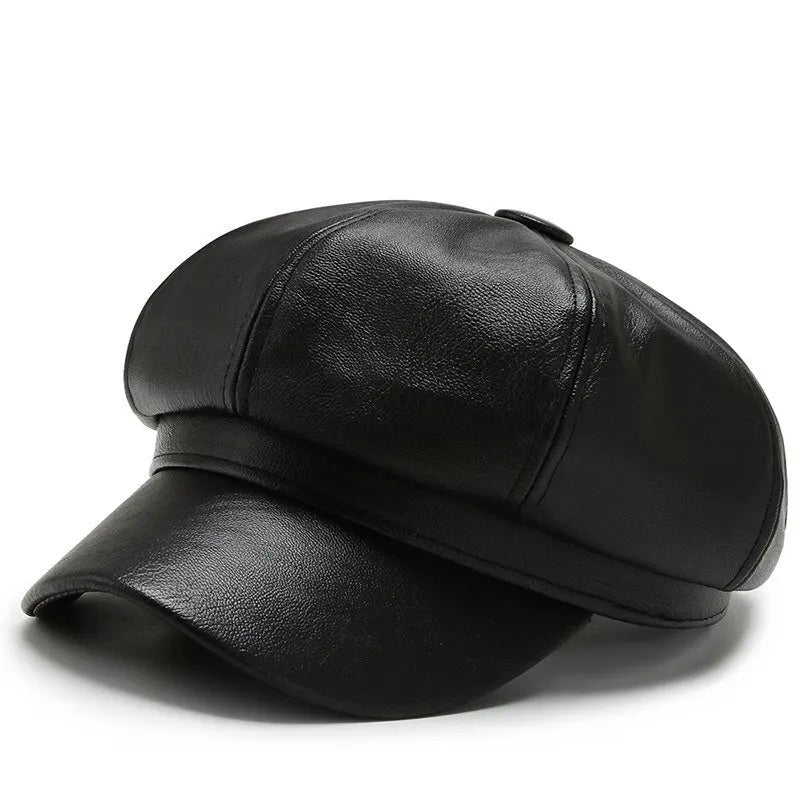 Faux Leather Octagonal Hat