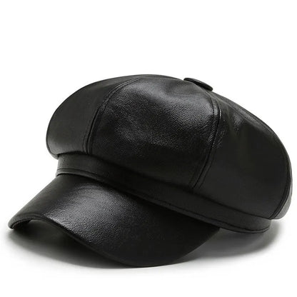 Faux Leather Octagonal Hat