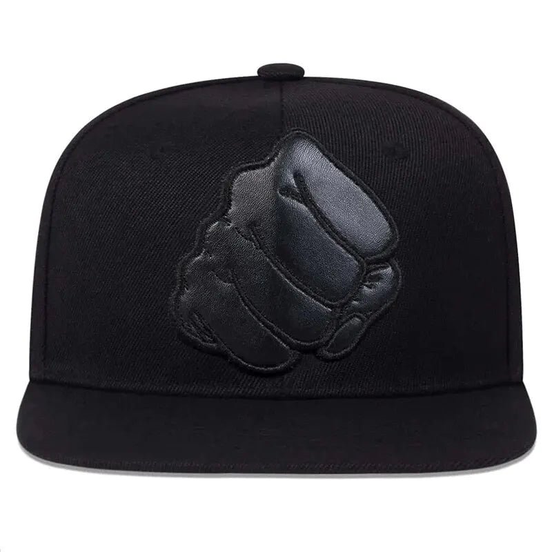 Leather Label Fist Embroidered SnapBack Hat