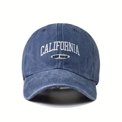Washed Denim Embroidered California (West Coast) Adjustable Baseball Cap