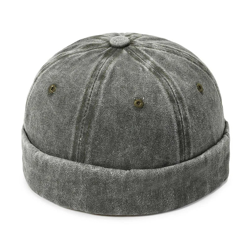 Washed Denim Docker Brimless Cap
