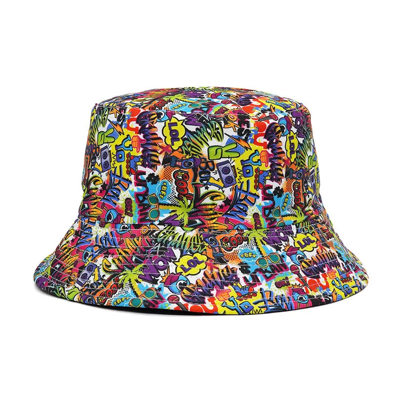 Graffiti Print Bucket Hat Style B