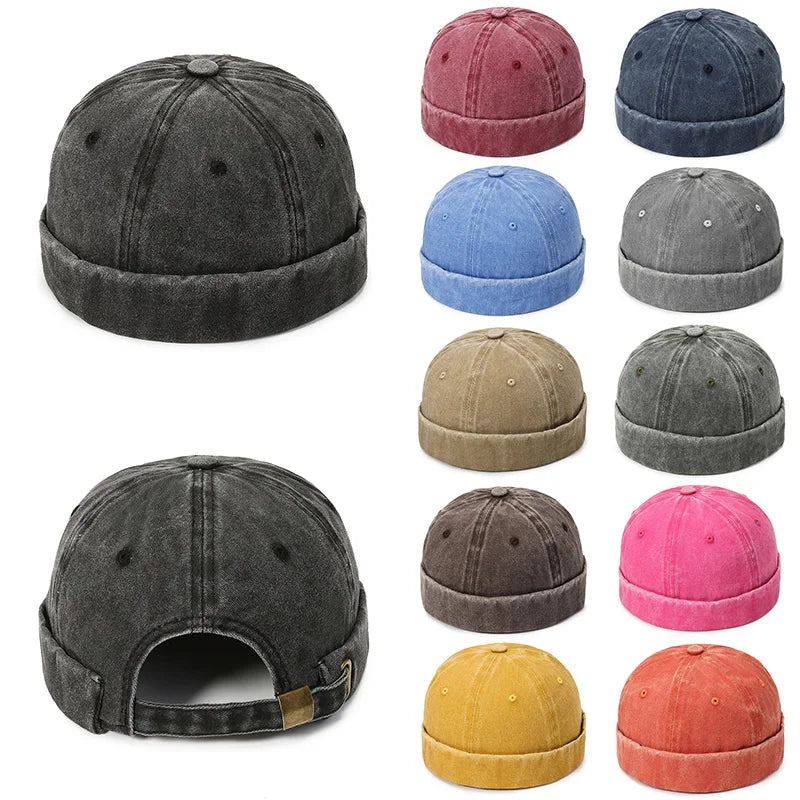 Washed Denim Docker Brimless Cap