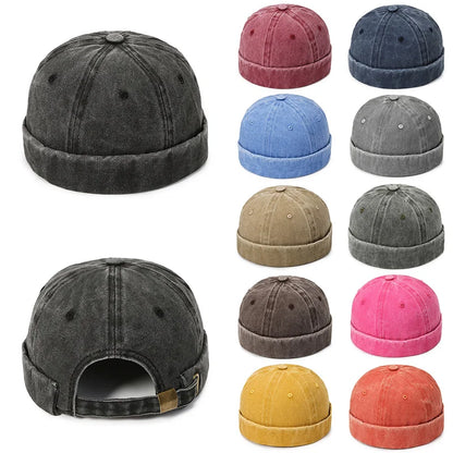 Washed Denim Docker Brimless Cap