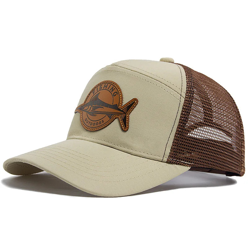 Shark Leather-like 7 Panel Style Trucker Hat