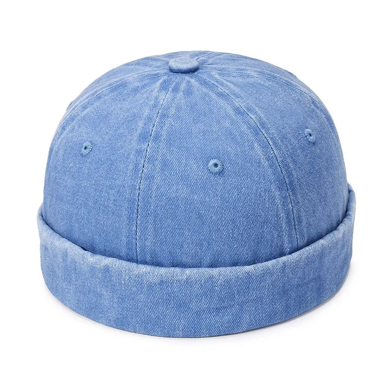Washed Denim Docker Brimless Cap