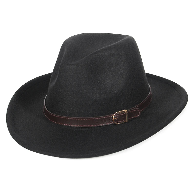 Buckled Faux Leather Banded Cowboy Hat