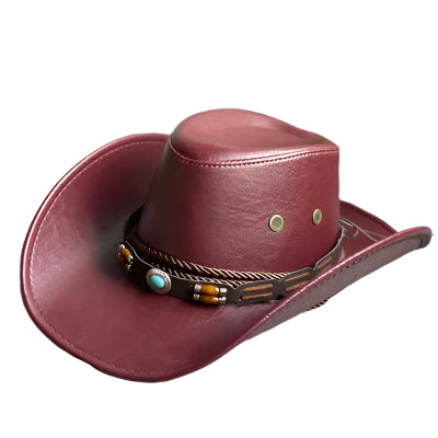 Faux Leather Western Cowboy Hat