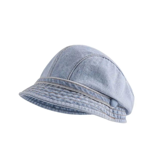 Denim Duck Tongue Flat Cap