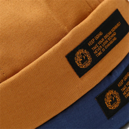 Retro Letter Label Brimless Cap